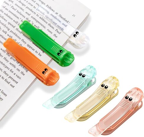 6Pcs Silicone Automatic Bookmarks, Unique Visualized Book Markers for Reading Women, Cute Alligator Clip Designs, Stay in Place and Follow as You Read, Reading Accessories Gifts for Book Lovers in Saudi Arabia