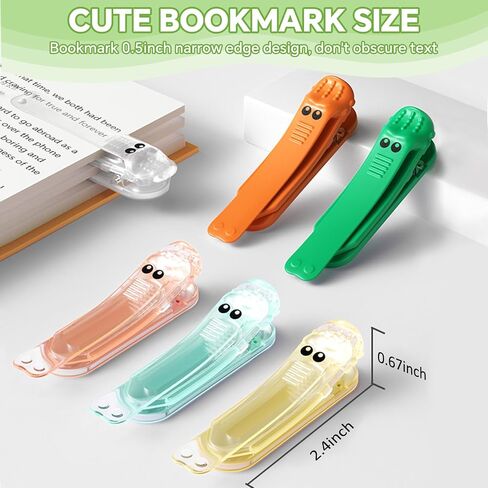 6Pcs Silicone Automatic Bookmarks, Unique Visualized Book Markers for Reading Women, Cute Alligator Clip Designs, Stay in Place and Follow as You Read, Reading Accessories Gifts for Book Lovers in Saudi Arabia