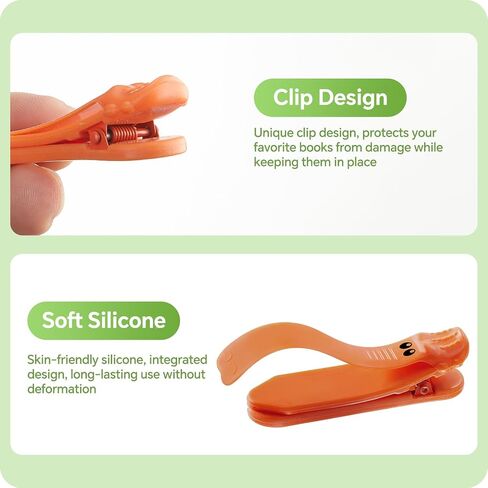 6Pcs Silicone Automatic Bookmarks, Unique Visualized Book Markers for Reading Women, Cute Alligator Clip Designs, Stay in Place and Follow as You Read, Reading Accessories Gifts for Book Lovers in Saudi Arabia
