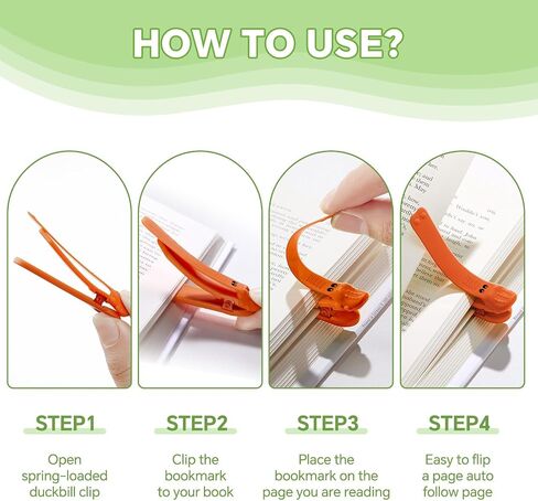 6Pcs Silicone Automatic Bookmarks, Unique Visualized Book Markers for Reading Women, Cute Alligator Clip Designs, Stay in Place and Follow as You Read, Reading Accessories Gifts for Book Lovers in Saudi Arabia