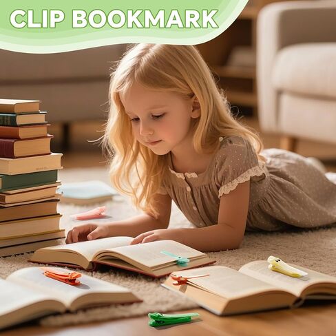 6Pcs Silicone Automatic Bookmarks, Unique Visualized Book Markers for Reading Women, Cute Alligator Clip Designs, Stay in Place and Follow as You Read, Reading Accessories Gifts for Book Lovers in Saudi Arabia