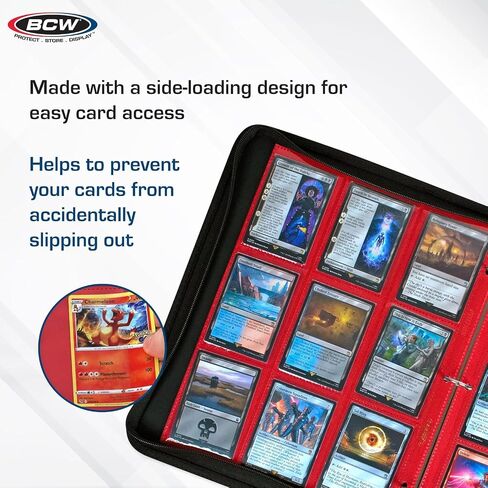 BCW Double-Sided 9-Pocket Pages Holder - 10 Red Pages | Trading Card Binder Sheets | Secure Side Loading | Ideal Card Storage and Display Solution in Saudi Arabia