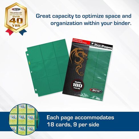 BCW Double-Sided 9-Pocket Pages Holder - 10 Red Pages | Trading Card Binder Sheets | Secure Side Loading | Ideal Card Storage and Display Solution in Saudi Arabia