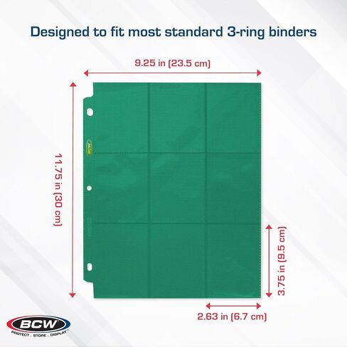 BCW Double-Sided 9-Pocket Pages Holder - 10 Red Pages | Trading Card Binder Sheets | Secure Side Loading | Ideal Card Storage and Display Solution in Saudi Arabia