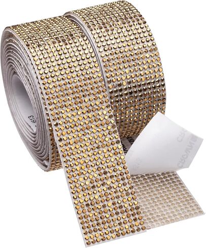 SUNYUN Well 2 Rolls 4 Yards Sparkle Shiny Crystal Diamond Self-Adhesive Bling Rhinestone Tape Glitter Ribbon for Arts Wedding Crafts Spray Paint DIY Party Decor Shoes(Bright Fushia,1.18 inch) in Saudi Arabia