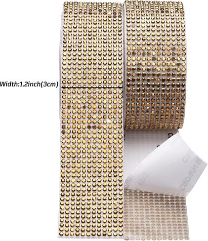 SUNYUN Well 2 Rolls 4 Yards Sparkle Shiny Crystal Diamond Self-Adhesive Bling Rhinestone Tape Glitter Ribbon for Arts Wedding Crafts Spray Paint DIY Party Decor Shoes(Bright Fushia,1.18 inch) in Saudi Arabia