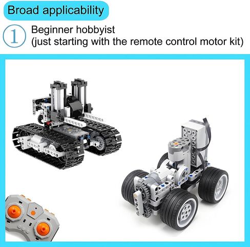 20pcs المحرك ومجموعة RC متوافقة مع LEGO Technic ، والتحكم عن بعد متغير السرعة ، وبطارية ليثيوم قابلة للشحن ، ومحرك L عالي السرعة × 2 (STEM+Technic) لمحبي لبنات البناء in Saudi Arabia