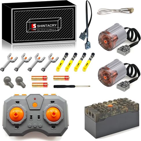 20pcs المحرك ومجموعة RC متوافقة مع LEGO Technic ، والتحكم عن بعد متغير السرعة ، وبطارية ليثيوم قابلة للشحن ، ومحرك L عالي السرعة × 2 (STEM+Technic) لمحبي لبنات البناء in Saudi Arabia
