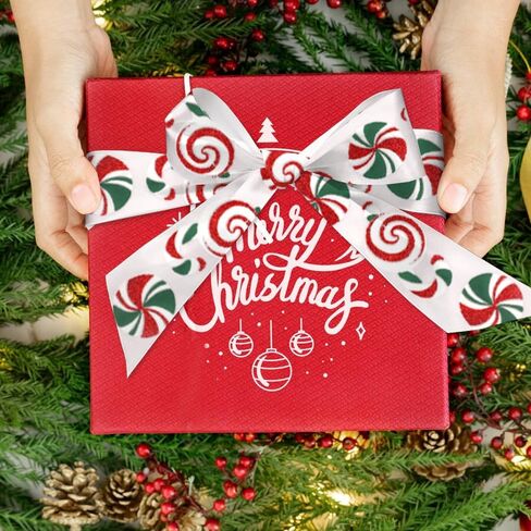 On-Airstore 2 Rolls Christmas Fabric Ribbons 5 Yards Words Tree Plaids Fluffy Ribbons Xmas Burlap Linen Decor Ribbon for New Year Party Gift Wrapping Indoor Outdoor Craft Hanging Decoration Supplies in Saudi Arabia