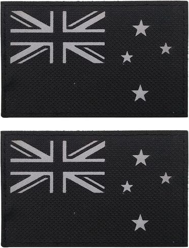 2PCS AliPlus New Zealand Flag Patches IR Infrared Reflective Patches Laser Cut Patch Tactical Morale Patch Hook and Loop(Black White) in Saudi Arabia