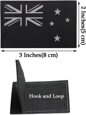2PCS AliPlus New Zealand Flag Patches IR Infrared Reflective Patches Laser Cut Patch Tactical Morale Patch Hook and Loop(Black White) in Saudi Arabia