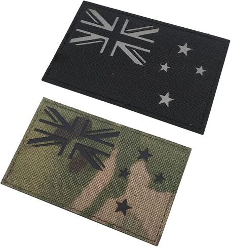 2PCS AliPlus New Zealand Flag Patches IR Infrared Reflective Patches Laser Cut Patch Tactical Morale Patch Hook and Loop(Black White) in Saudi Arabia