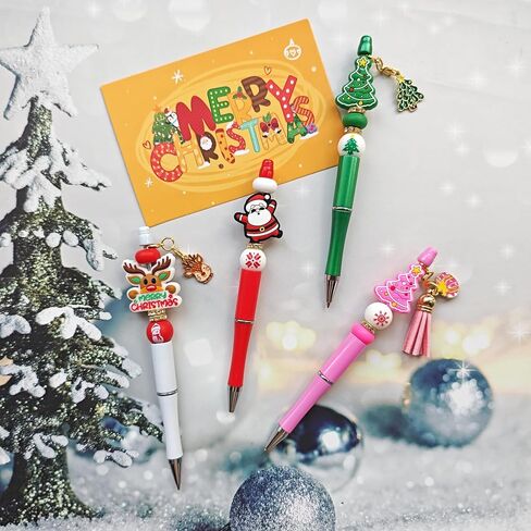 Jnwhy Beadable Pens 12 Sets DIY Point Point Pens Making Kit مع حبات السيليكون بؤرات بؤوسات بؤوس شرابات متنوعة (معلم) in Saudi Arabia