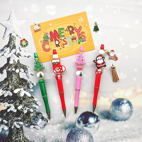 Jnwhy Beadable Pens 12 Sets DIY Point Point Pens Making Kit مع حبات السيليكون بؤرات بؤوسات بؤوس شرابات متنوعة (معلم) in Saudi Arabia