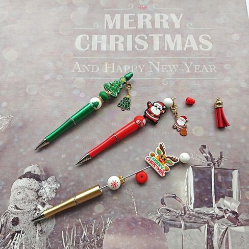 Jnwhy Beadable Pens 12 Sets DIY Point Point Pens Making Kit مع حبات السيليكون بؤرات بؤوسات بؤوس شرابات متنوعة (معلم) in Saudi Arabia