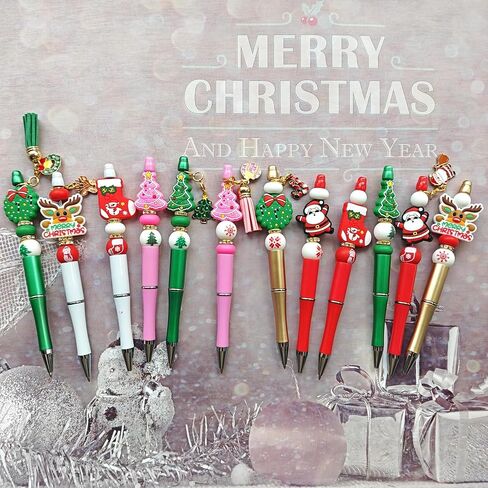 Jnwhy Beadable Pens 12 Sets DIY Point Point Pens Making Kit مع حبات السيليكون بؤرات بؤوسات بؤوس شرابات متنوعة (معلم) in Saudi Arabia