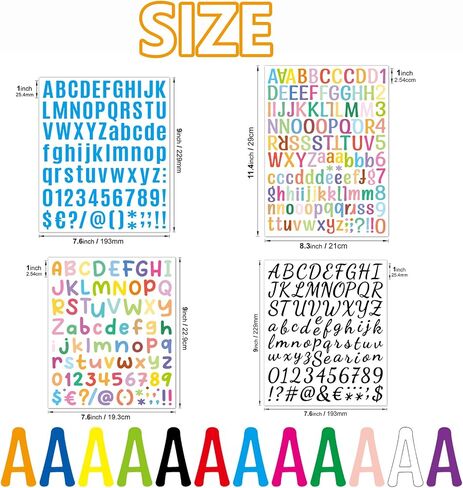 20 Sheets Vinyl Letters Stickers, 2520 Alphabet Number Stickers, 1 inch Self-Adhesive cursive stickers letters for kids, Large stick on letters, for Sign,Notebook,ornament,classroom,mailbox,crafts（A4) in Saudi Arabia