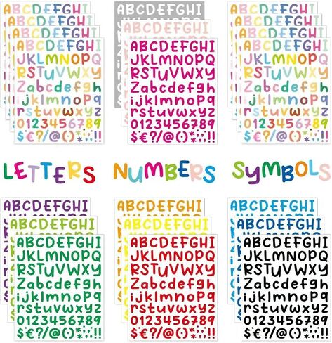 20 Sheets Vinyl Letters Stickers, 2520 Alphabet Number Stickers, 1 inch Self-Adhesive cursive stickers letters for kids, Large stick on letters, for Sign,Notebook,ornament,classroom,mailbox,crafts（A4) in Saudi Arabia