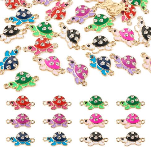 kissitty 42pcs سحر سلاحف السلحفاة المينا السحر بلاتينية سبيكة سلحفاة البحر مطلي بالموصلات السحر المعدني المحيط لروابط سوار DIY المجوهر in Saudi Arabia
