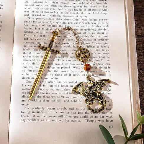 Fourth Wing Sward Bookmark - Fantasy Cool Dragon Page Mark Reading Men Boys Kids Unique Tassel Metal Antique Green Bookmarks for Book Club Students Teachers School Supplies Birthday Gifts in Kuwait