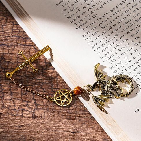 Fourth Wing Sward Bookmark - Fantasy Cool Dragon Page Mark Reading Men Boys Kids Unique Tassel Metal Antique Green Bookmarks for Book Club Students Teachers School Supplies Birthday Gifts in Kuwait