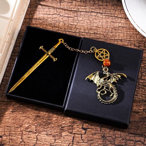 Fourth Wing Sward Bookmark - Fantasy Cool Dragon Page Mark Reading Men Boys Kids Unique Tassel Metal Antique Green Bookmarks for Book Club Students Teachers School Supplies Birthday Gifts in Kuwait