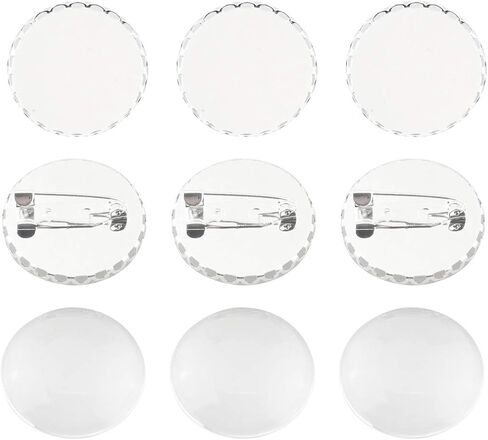 ALLinONE Cabochon Frame Setting Tray Brooch Lace Bezel with Glass Dome for DIY Jewelry Making Jewelry Making DIY Findings (Silver 25mm) in Saudi Arabia