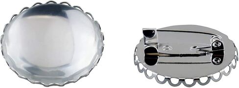 ALLinONE Cabochon Frame Setting Tray Brooch Lace Bezel with Glass Dome for DIY Jewelry Making Jewelry Making DIY Findings (Silver 25mm) in Saudi Arabia