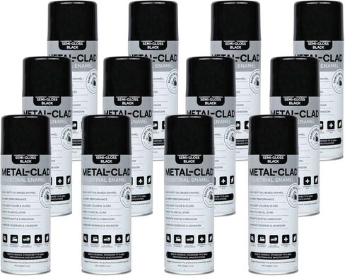 Paints For Industry Industrial Enamel, Aerosol Spray Paint - Steel Metal Iron Machinery - Case of 12 (Semi-Gloss Black) 8-S-1722CS in Saudi Arabia