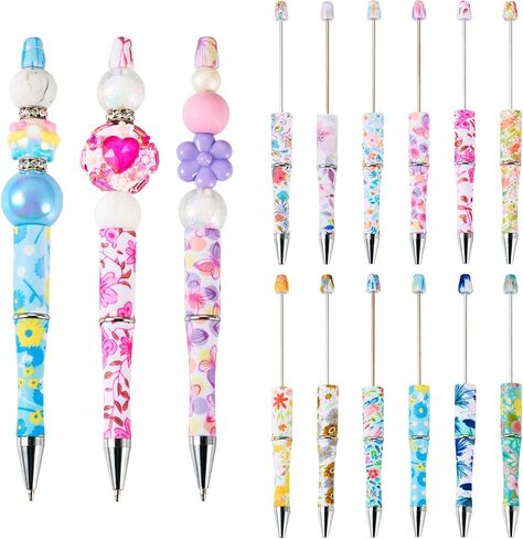 BB Beadthoven 25pcs أقلامًا قابلة للخروج من البلاستيك 5 ألوان أحمال حبة ربة مجموعة أعمدة أحلام حبر أسود للحبر الأسود لزخارف القلم DIY School School Brown Coffee Rose Gold Goldenrod in Saudi Arabia