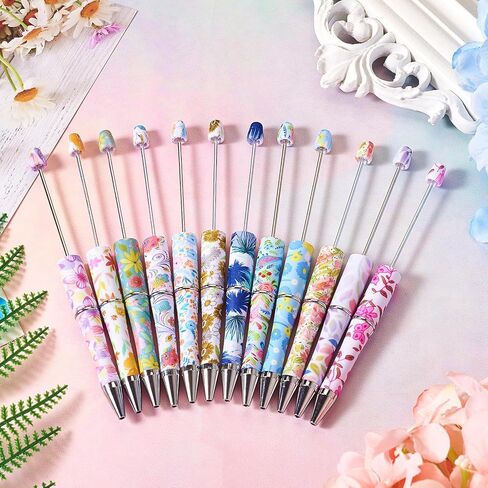 BB Beadthoven 25pcs أقلامًا قابلة للخروج من البلاستيك 5 ألوان أحمال حبة ربة مجموعة أعمدة أحلام حبر أسود للحبر الأسود لزخارف القلم DIY School School Brown Coffee Rose Gold Goldenrod in Saudi Arabia