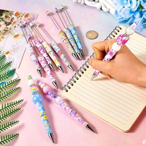 BB Beadthoven 25pcs أقلامًا قابلة للخروج من البلاستيك 5 ألوان أحمال حبة ربة مجموعة أعمدة أحلام حبر أسود للحبر الأسود لزخارف القلم DIY School School Brown Coffee Rose Gold Goldenrod in Saudi Arabia