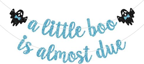 A Little Boo is Almost Due Banner, Little Boo Baby Shower Decorations Boy, Halloween Theme Baby Shower Birthday Party Decorations, Blue Glitter in Kuwait