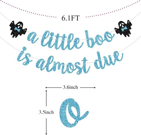 A Little Boo is Almost Due Banner, Little Boo Baby Shower Decorations Boy, Halloween Theme Baby Shower Birthday Party Decorations, Blue Glitter in Kuwait