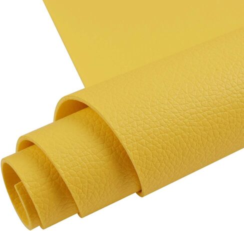 HGUAN Double Sided Faux Leather Sheets 7.9"X26.5",Used to Make Leather Earrings, Hair Bows, Sewing and Different DIY Projects (Yellow) in Saudi Arabia