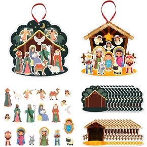 ملصق Waahome Nativity Craft للأطفال - 24 مساءً يصنع ملصقات مشهية Christmas Crafts Kits DIY Set for Sunday School Classrich Class Christian Christian Party Game Tavor