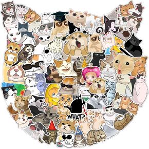 Tshirtmazing 140 pcs (8 ورقة) ملصقات Cat مضحك ، ملصقات Meme Cat للأطفال المراهقين البالغين ، ملصق حيوان فينيل Kawaii المقاوم للماء لزجاجات المياه ، الكمبيوتر المحمول ، المصد ، الكمبيوتر ، الهاتف ، لوح التزلج ، القدح