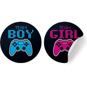 Gamer Gender تكشف عن الحفلة أو فريق Boy أو Team Girl Video Game Stickers - 40 Count