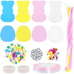 584 Pcs Easter Foam Stickers Set Egg Bunny Ornaments Decorations Foam Cutouts Kits for Easter Party