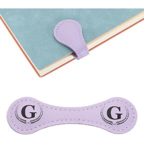 uxcell Personalized Magnetic Leather Bookmark, 26 Letters Bookmark Customized Initial Bookmarks Vintage Magnetic Book Marks Text Book Marker Clip for Book Lovers Teacher (Purple/S)