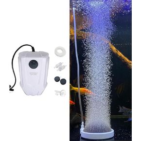 UPETTOOLS 2 Inch Super Micro Bubble High Dissolved Oxygen Aquarium Air Stone and 6W Dual Outlet High Volume Air Pump Bundle