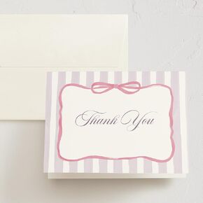 Minted Thank You Cards 10 - حزمة ، شكرًا لك على الأظرف ، البطاقة الفارغة ، القوس الوردي والتصميم المخطط ، دش الطفل ، أمي جديدة ، معمودية وتعميد ، ورقة فاخرة ، صممها فنانون مستقلون
