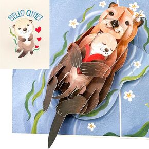 Liif Otter Pop Up Baby Shower Card, New Baby Card for Boy, Girl