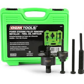 OEMTOOLS 37031 مجموعة سحب بكرة التوجيه الكهربائية ومجموعة التثبيت، يزيل ويثبت بكرات مضخة التوجيه الكهربائية على معظم المركبات المحلية، Ford، GM، VW، أخضر