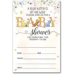 دعوات Brayqu Winnie the Pooh Baby Shower Party دعوات استحمام الطفل Winnie the Pooh Baby Girl Party (20 بطاقة مع الأظرف)