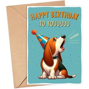 Basset Hound Dog Card - Birthday Card For Dog Owner - Funny Basset Hound Dog Birthday Card - Gift For Basset Hound Dog Lovers - Gift For Dog Moms - Dog Dads - Happy Birthday To Youuuu