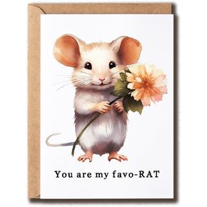 أنت بطاقة فافو -رات - بطاقة التورية favo -rat - بطاقة حب Bestie - بطاقة Rat Cate - بطاقة حب - هدية للصداقة ، أبيض