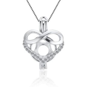 925 Sterling Silver Infinite Love Heart CZ Cage Pendants Crafting Charm for DIY Necklace Bracelet Jewelry Making