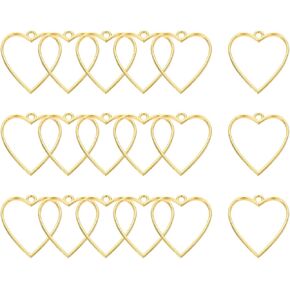 uxcell Open Bezel, Heart Resin Bezels Pendants Open Back Bezels Metal Hollow Frame Charm for DIY Resin Crafts