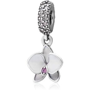 Orchid Charm 925 Sterling Silver Flower Charm Charm Charm Dangle Charm Charm Charm Christms Charm for DIY Charms Bracelet